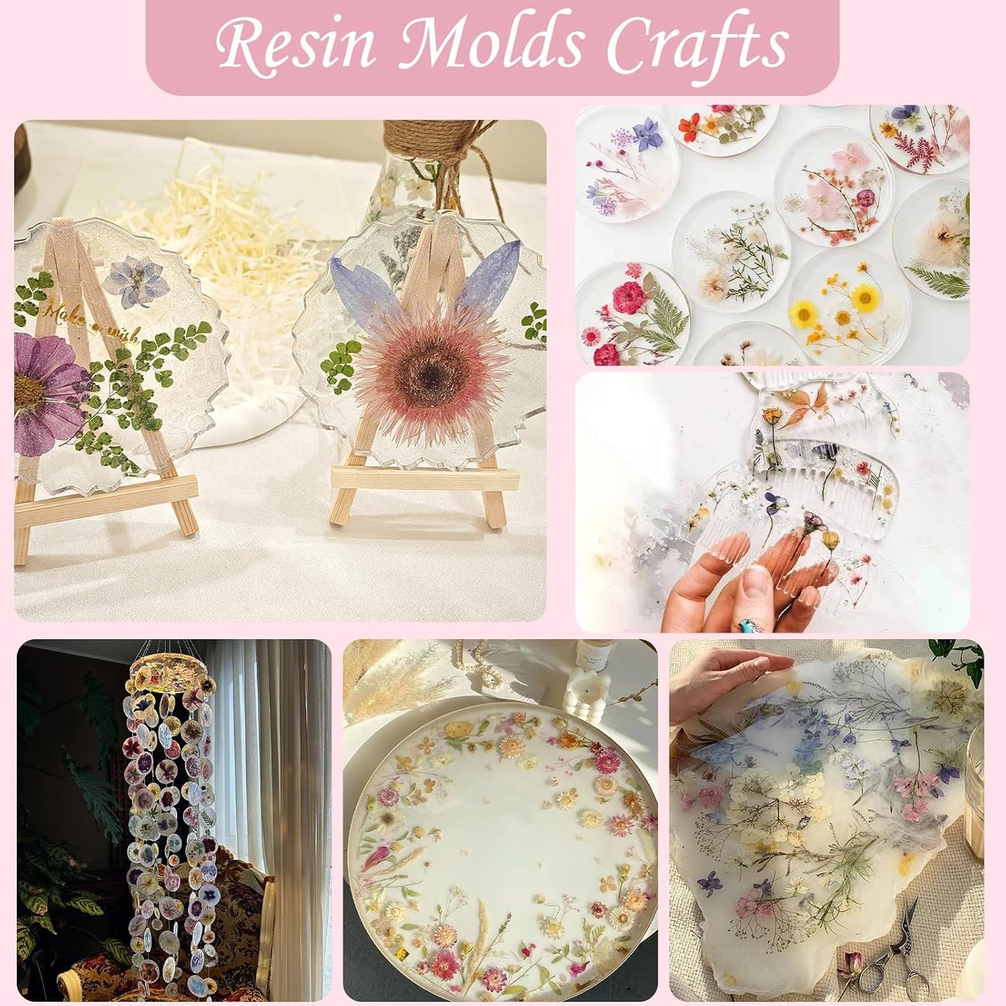 110P 4 Color Long Stem Dried Flowers for Crafts, Real Natural Pressed Flowers in Mixed Tones for Resin Art, DIY Crafts, Jewelry & Candle Decor – Tweezers Included