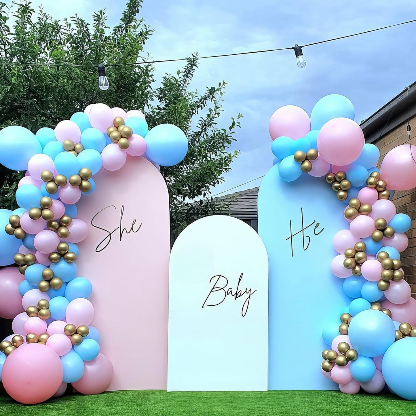 Pink Blue Gold Balloons, 50pcs Pink Blue Purple Balloons, Gold Macaron Pink Purple Teal Balloon Silver Star Confetti Balloon for Gilrs Woman Birthday Baby Shower Party Wedding Bridal Shower Supplies