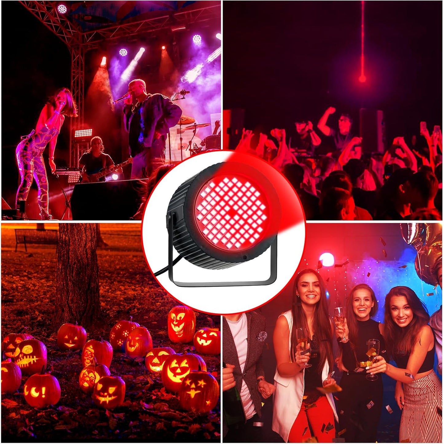 Funtery 2 Pcs Bright White Strobe Light 88 LEDs Flash Party Lighting Speed and Sound Modes Flashing Stage Lights for Christmas Easter Birthday Party Room Dance DJ Bar Karaoke Show Wedding (Red)