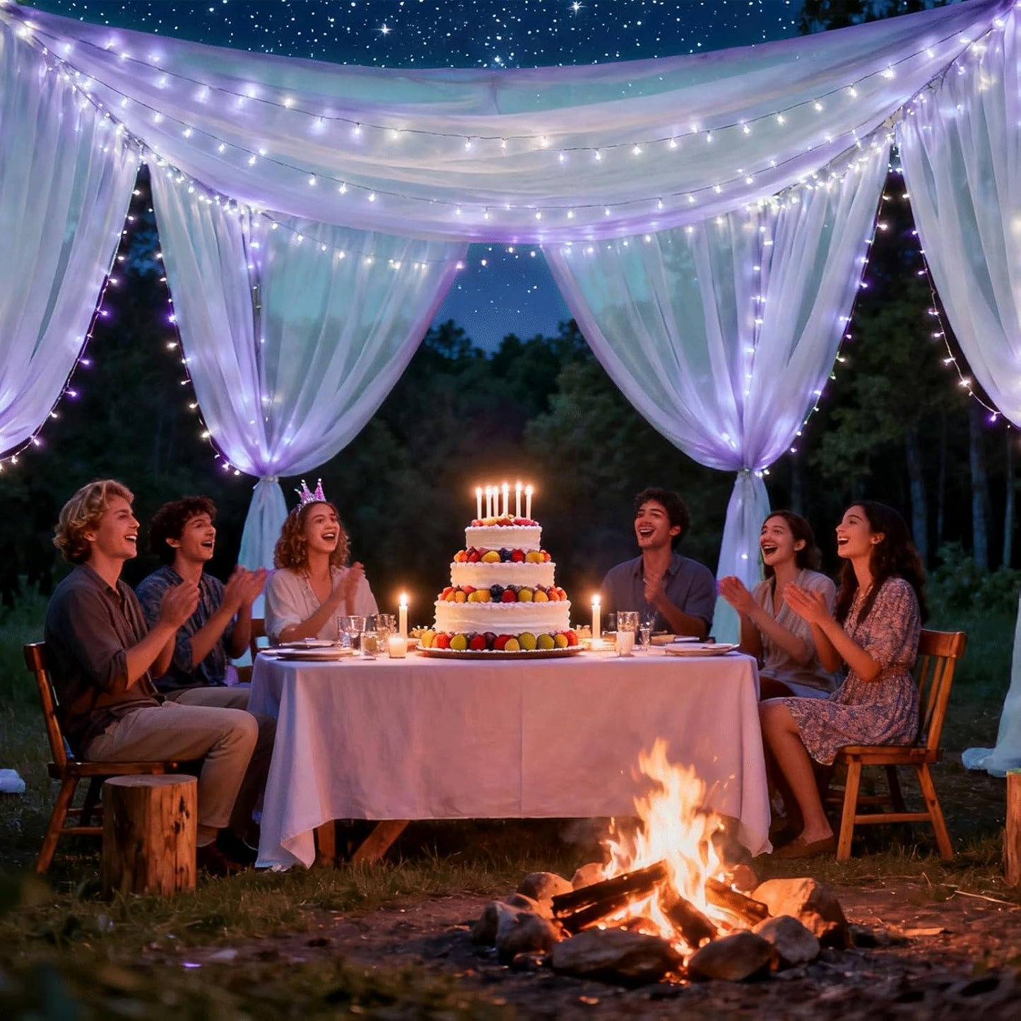 Wedding Arch Draping Fabric 29" x 18 FT Lavender Sheer Chiffon Outdoor Curtain Drapes for Wedding Birthday Party Ceremony Decor(2 Panels, Lavender)