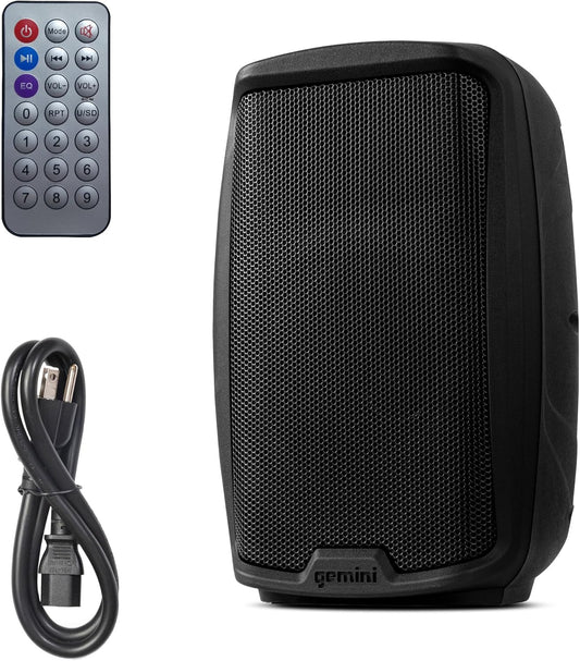 Gemini 8” 500W Bluetooth PA Speaker with TWS Link, USB/SD/FM, XLR/RCA/AUX Inputs, Mic & Guitar Channels, Compact Powered DJ Speaker for Gigs, Events & Easy Transport (AS-2108BT)