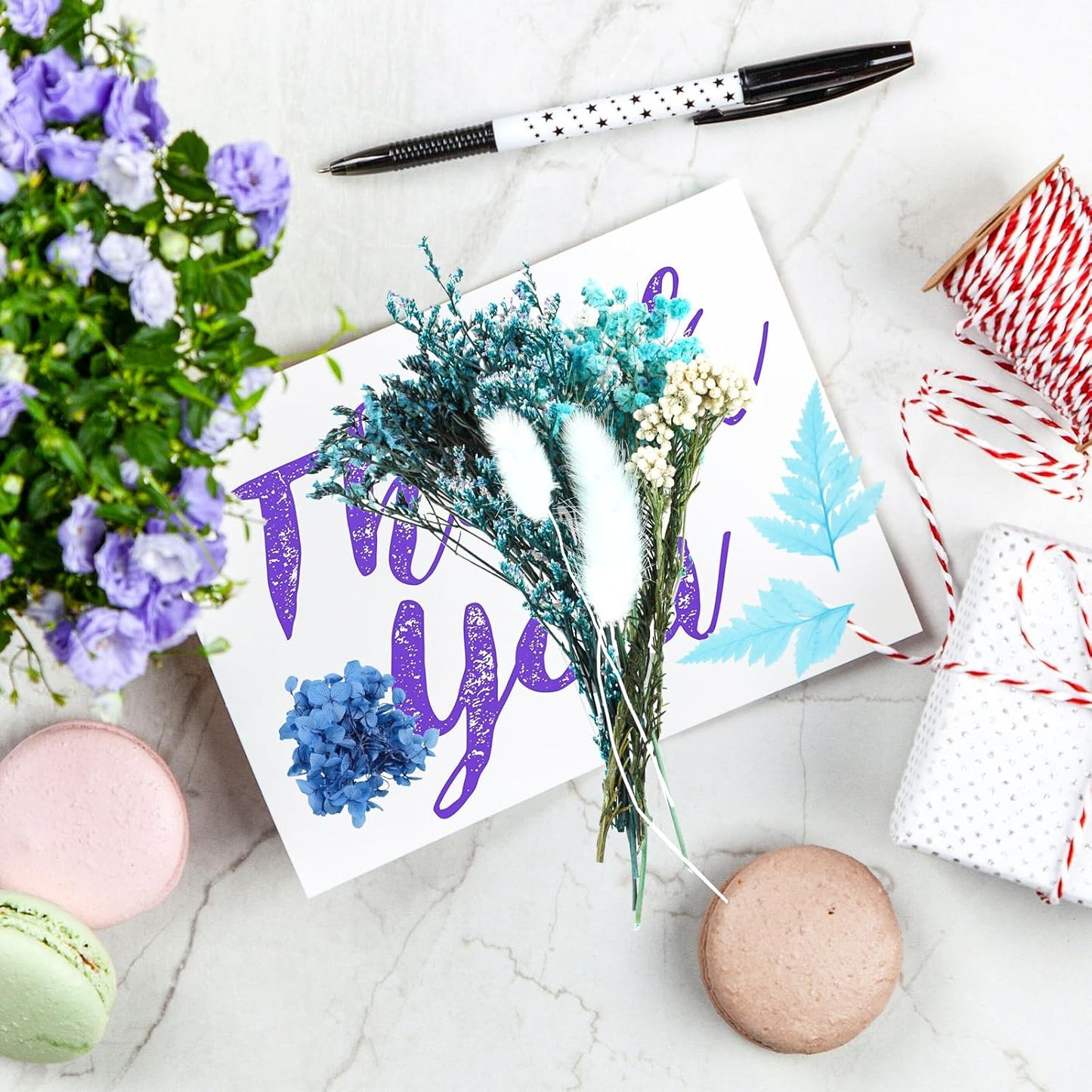 Dried Flowers,Dried Flowers Set for DIY Scrapbook Accessories Flower Arrangements Flower Decoration Wedding Decoration(Blue)