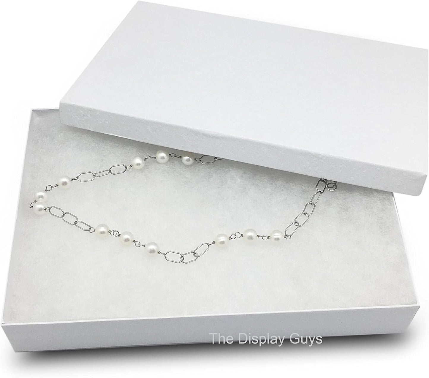 TheDisplayGuys - 25-Pack #53 Kraft Paper Cardboard Gift Boxes/Jewelry Cases w. Cotton Padding & Lid - White Swirl - (5.4" x 3.9" x 1.0")