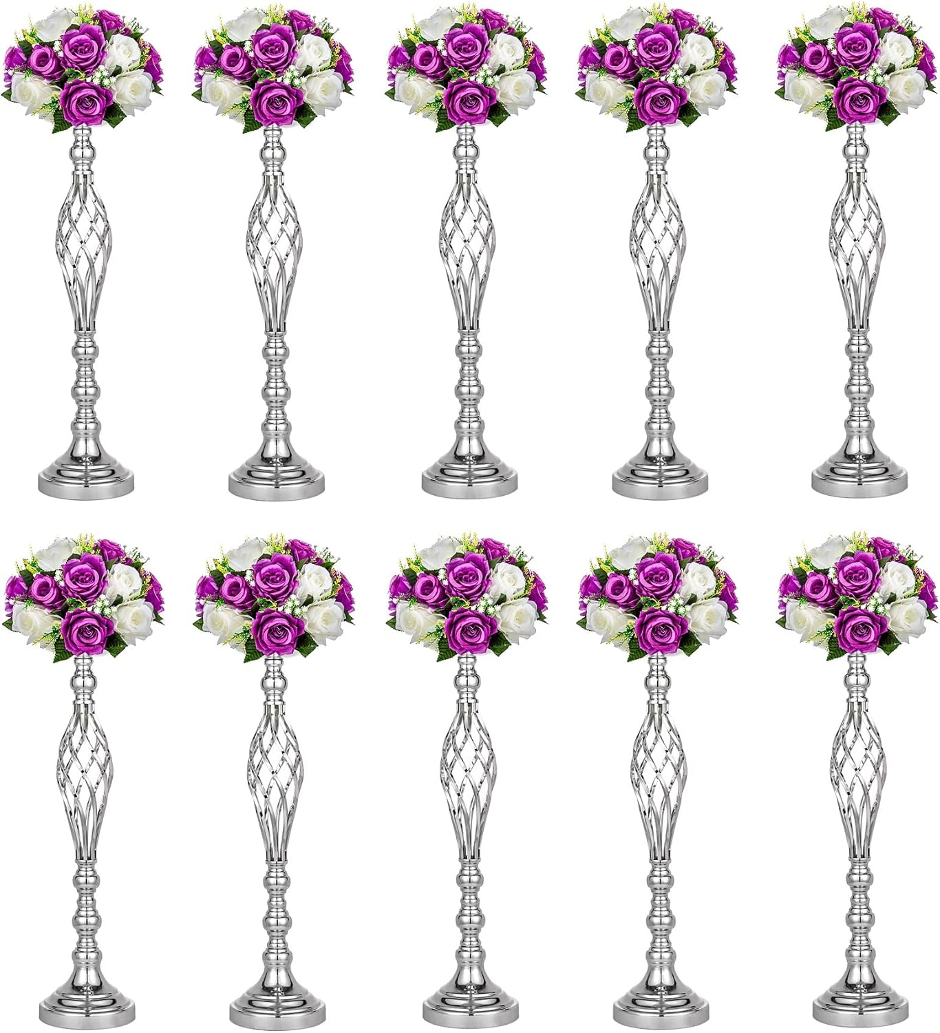 Twist Candleholder Stands & Metal Centerpieces for Reception Tables - Wedding Flower Arrangement Vases for Home Decor