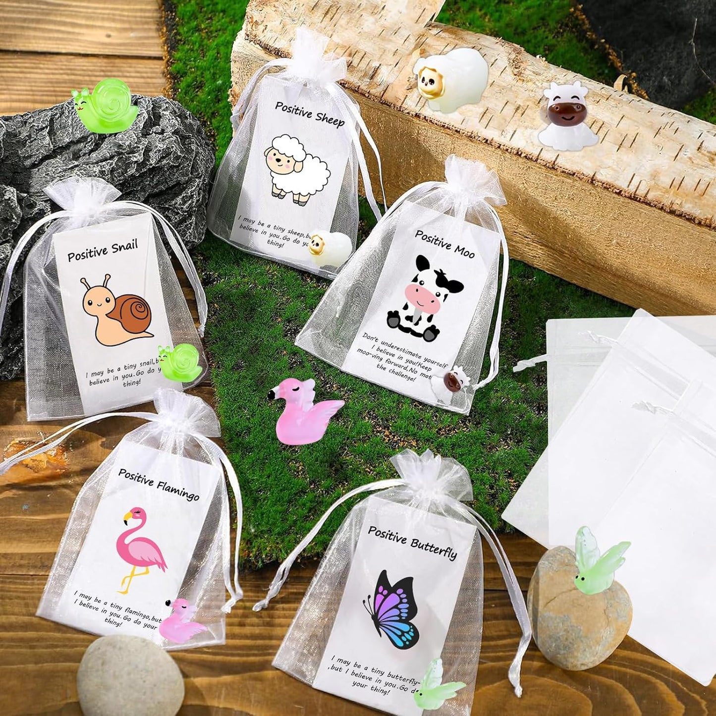 100 Set Employee Appreciation Gifts Bulk for Thank You Staff Back to School Student Teacher Office Coworker Nurse Pocket Gifts Animal Pun Inspirational Note Cards Butterfly Snail Cow Sheep Favors