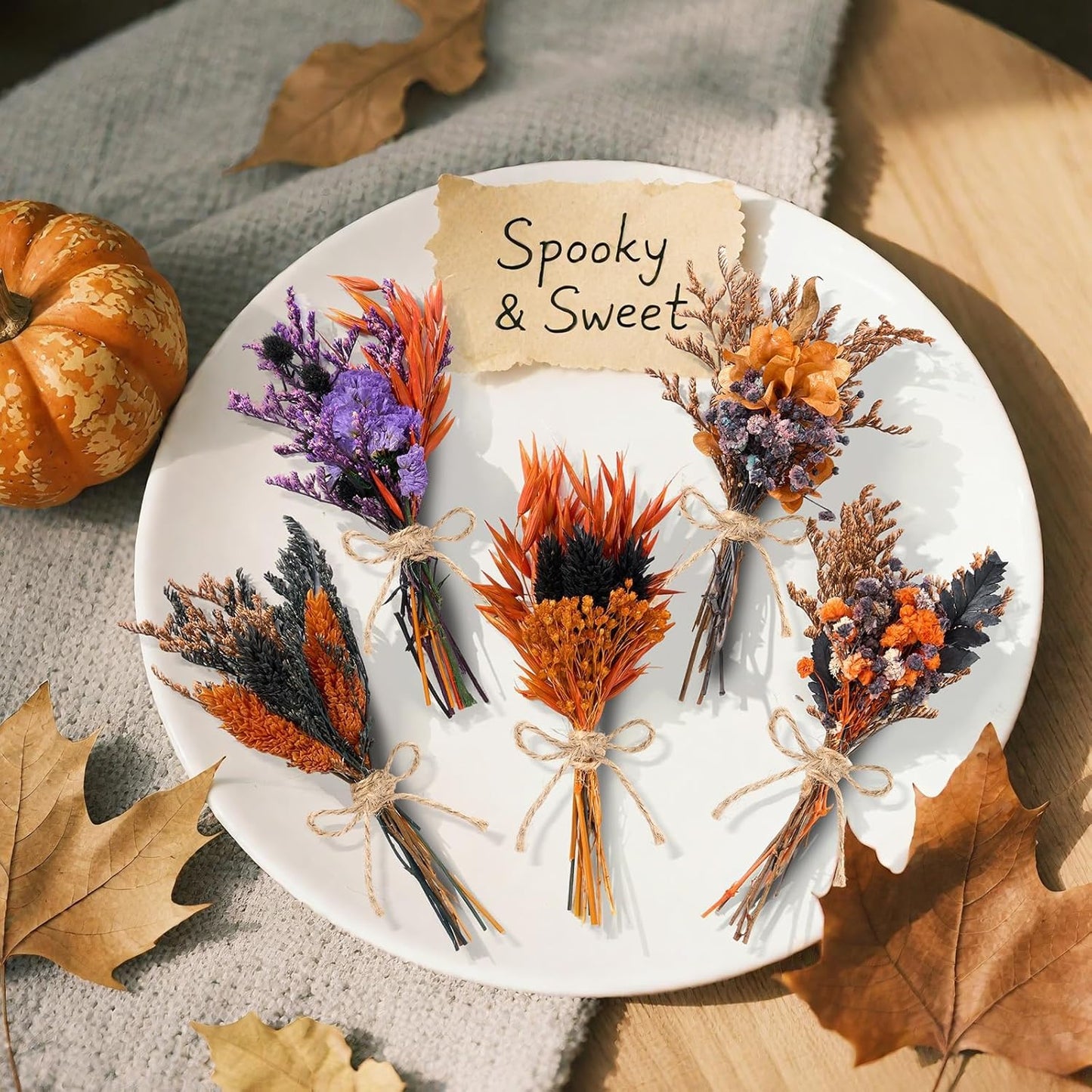 12/24 PCS Charming Dried Flowers Bouquet for Vase Various Dried Wildflowers with Stems Mini Handmade Wildflowers Natural Real Flowers Bulk Flowers Craft (Colorful World, 12PCS)