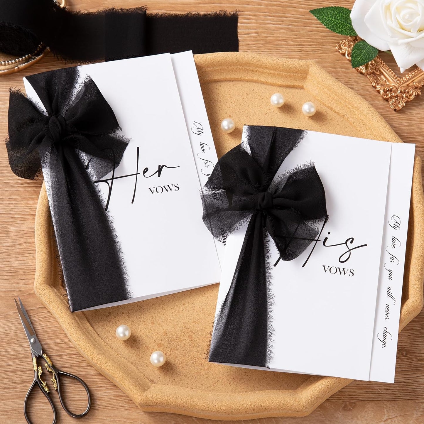 DORIS HOME Black Chiffon Ribbon for Flower Bouquet, 2" x21Yd Fabric Ribbon for Gift Wrapping, Handmade Frayed Ribbon for Wedding/Christmas Decorations