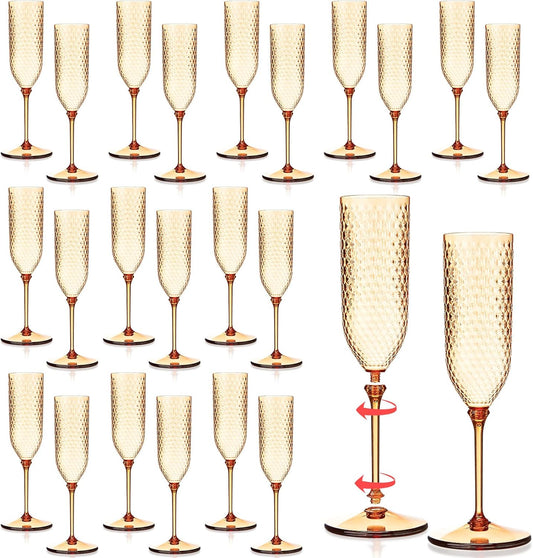 Remerry 48 Pack Detachable Plastic Champagne Flutes 5.5 oz Champagne Glasses Wedding Toasting Crystal Glasses Reusable Unbreakable Party Wine Cups for Wedding New Years Eve Party Supplies