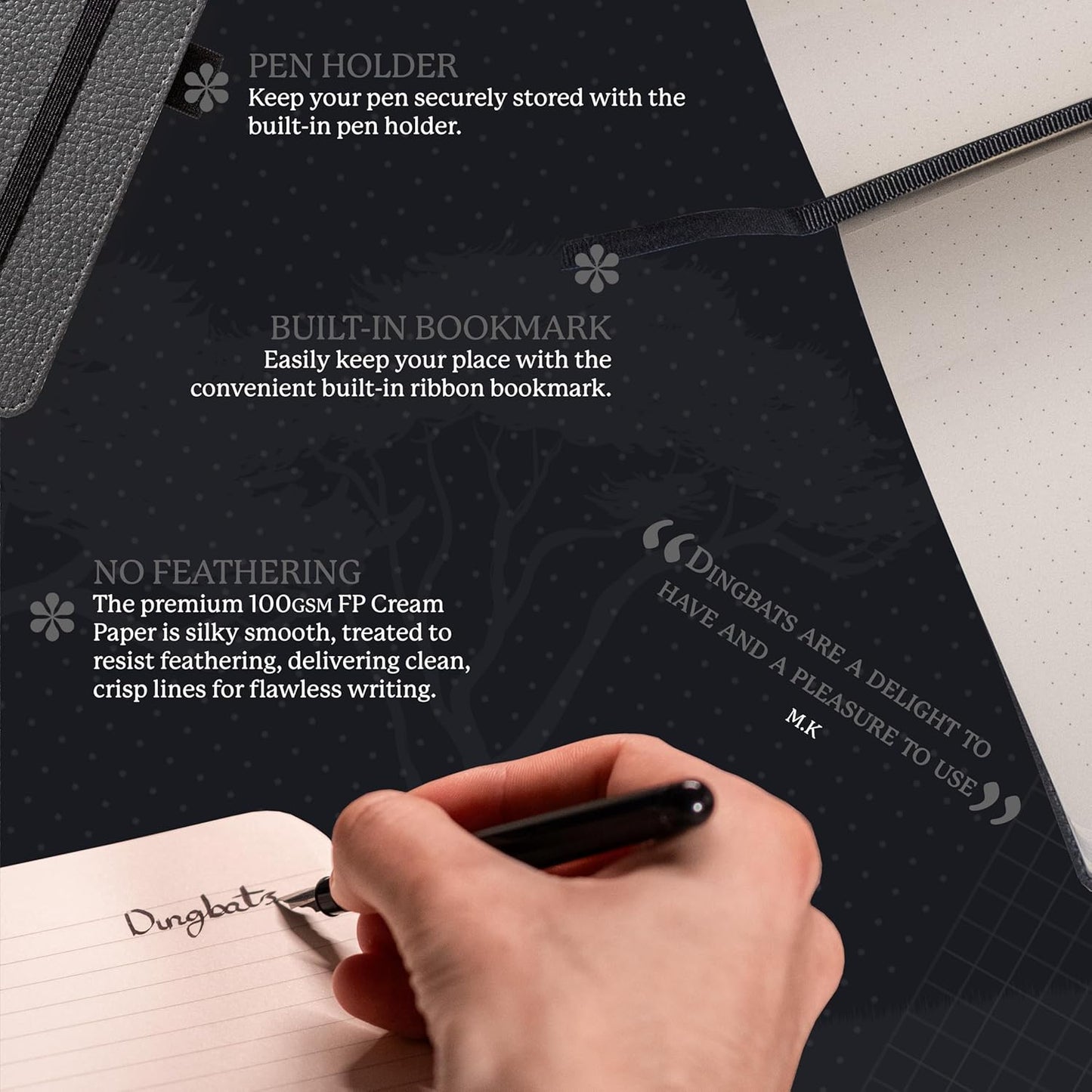 Dingbats* Wildlife Lined Writing Journal Notebook A5 - Vegan Leather Hardcover - Ideal for Work, Travel - Pocket, Elastic Closure, & Bookmark