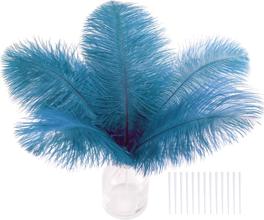 SOGUGOM Turquoise Craft Ostrich Feathers - 30PCS 8-10 inch Ostrich Feathers Kit for Centerpieces, Kindergarten Crafts, Dream Catchers and DIY Projects(Turquoise)