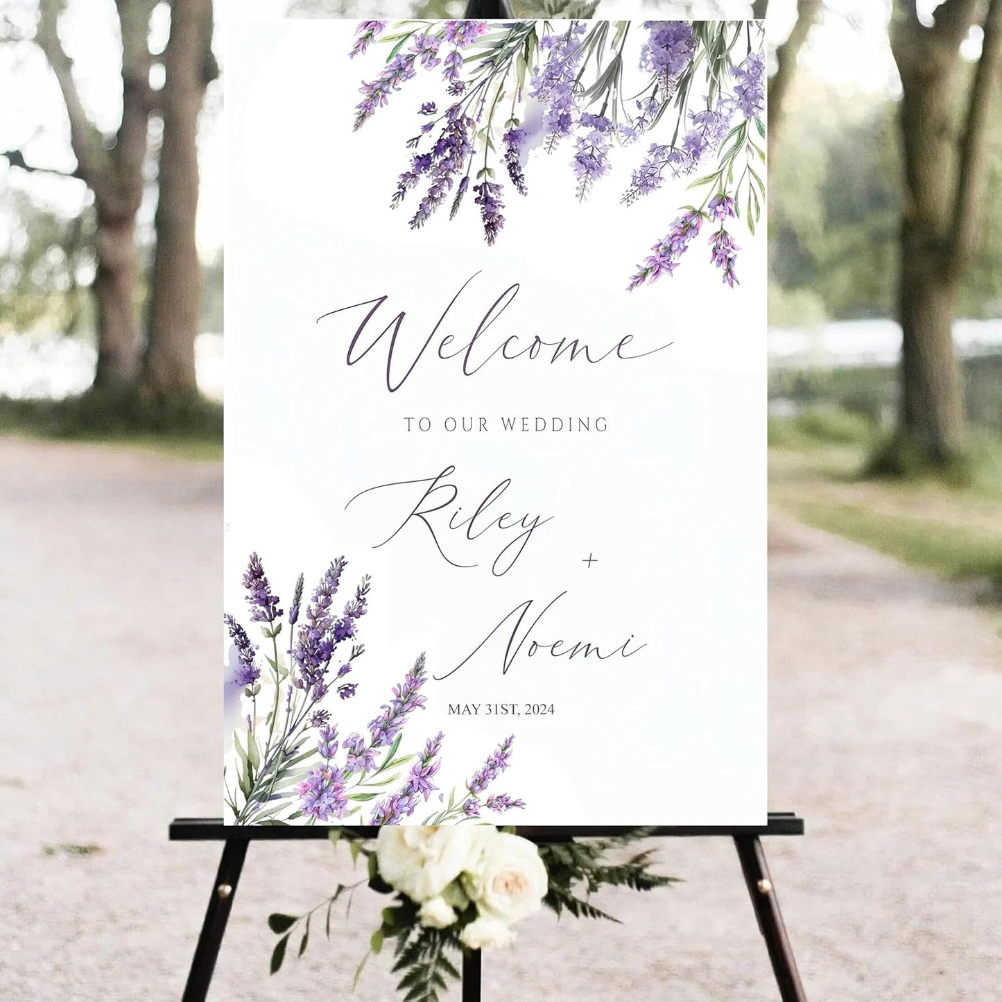 Generic Personalized Wedding Welcome Sign, 18x27 inches, Plastic, Modern Style, Rectangular, Wedding Theme, Event Guestbook