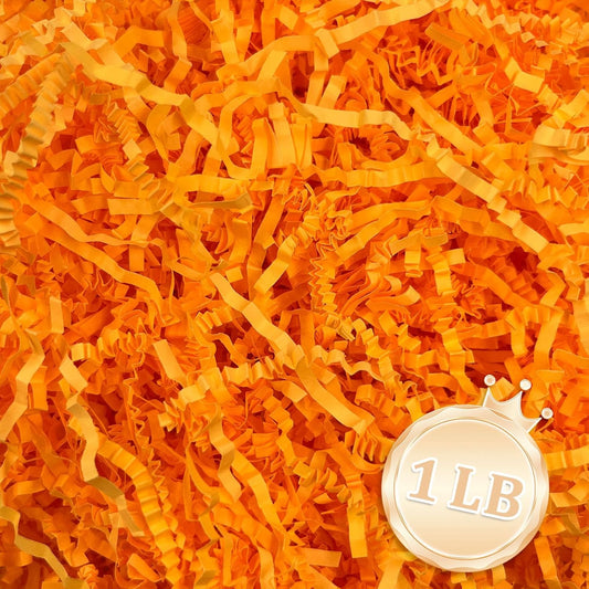 1 LB Fluorescent Orange Crinkle Cut Paper Shred Filler Great for Gift Wrapping, Basket Fillers, Birthday, Gift Wrapping, Anniversary, Halloween Thanksgiving Christmas Party Decor Filling Supplies