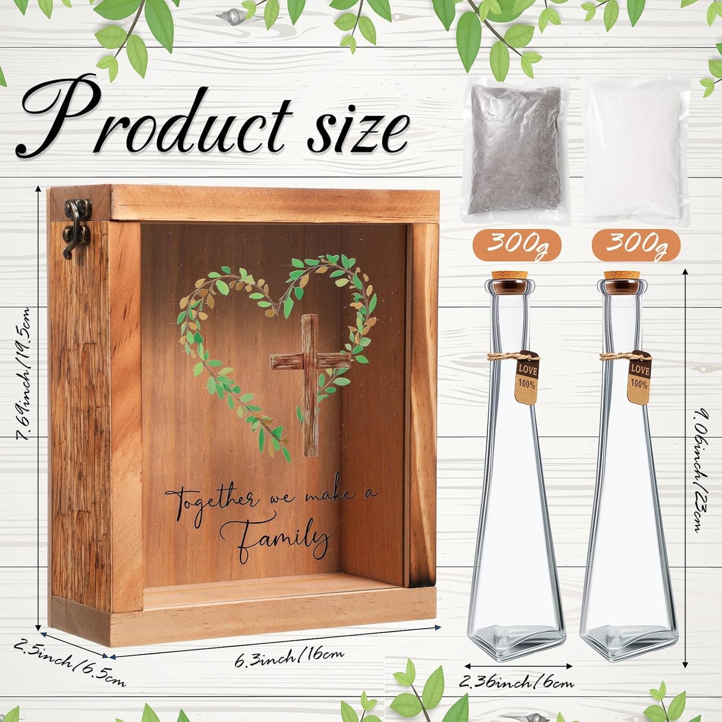 Blosssound Unity Sand for Wedding Ceremony Set Christian Together We Make a Family Unity Sand Ceremony Shadow Box and Vases for Religious Wedding Centerpiece Marriage Bridal Party Supplies