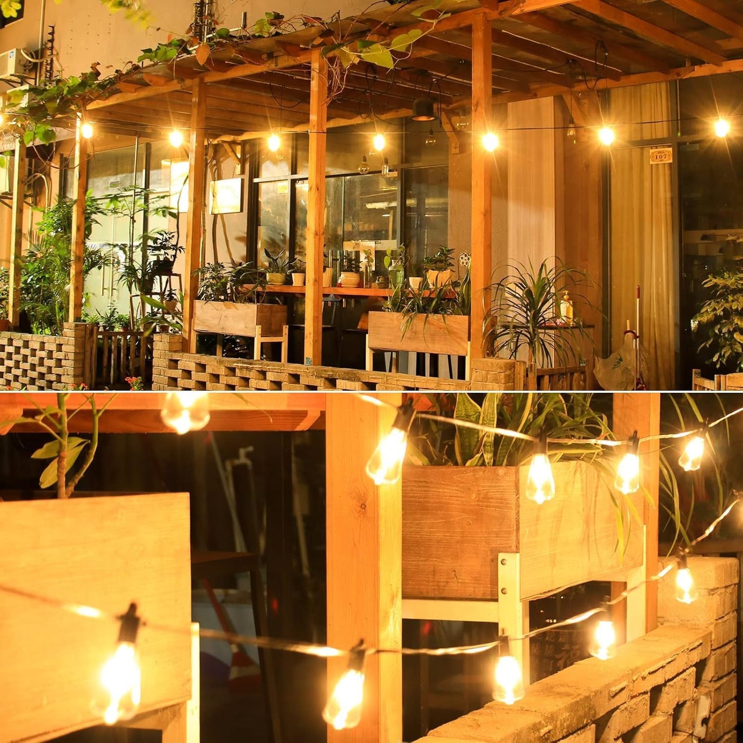 Outdoor String Lights Waterproof, 300FT Patio Lights with 146 Shatterproof ST38 Globe Bulbs(6 Spare), Connectable Dimmable LED Hanging String Lights for Outside Backyard Porch Balcony(150FT x 2)