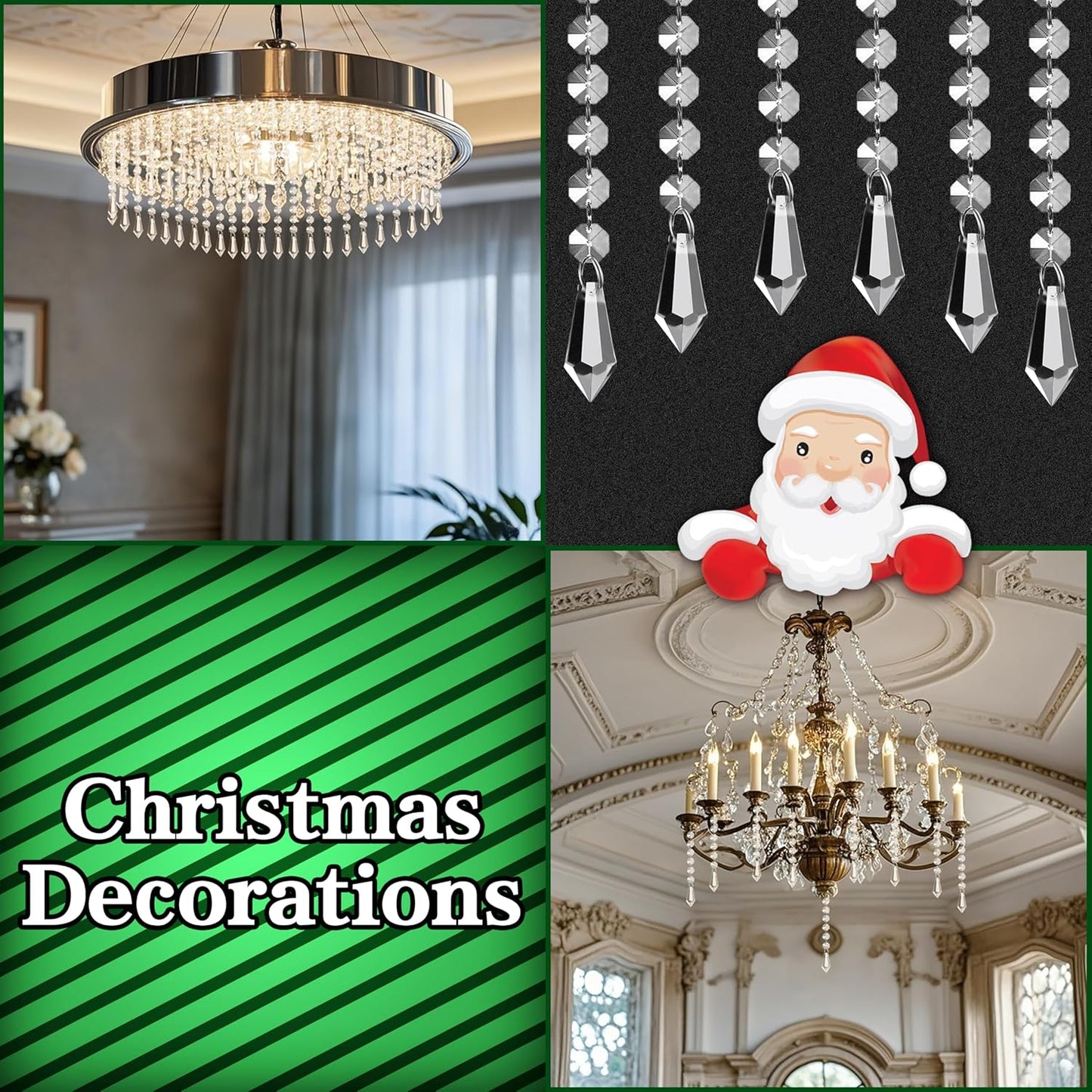 50 Pack Hanging Crystals - Clear Acrylic Prisms Pendant Ornaments for Christmas Tree, Centerpieces, Chandelier, Window & Home Decor, Ideal for Weddings, Parties Decorations (Icicle)