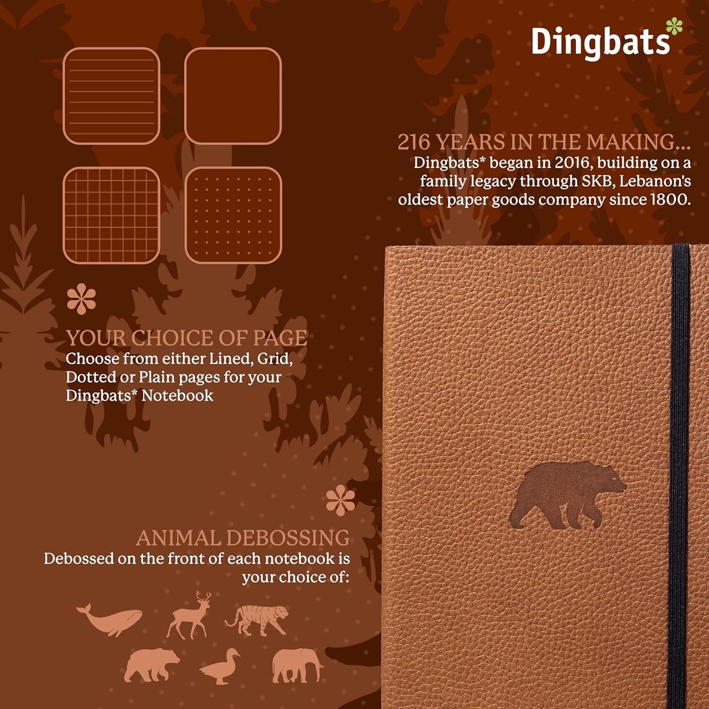Dingbats A5 Wildlife Ruled Notebook Journal - Premium Vegan Leather Softcover Executive Journal for Women & Men - Work, Note Taking, Writing & Travel