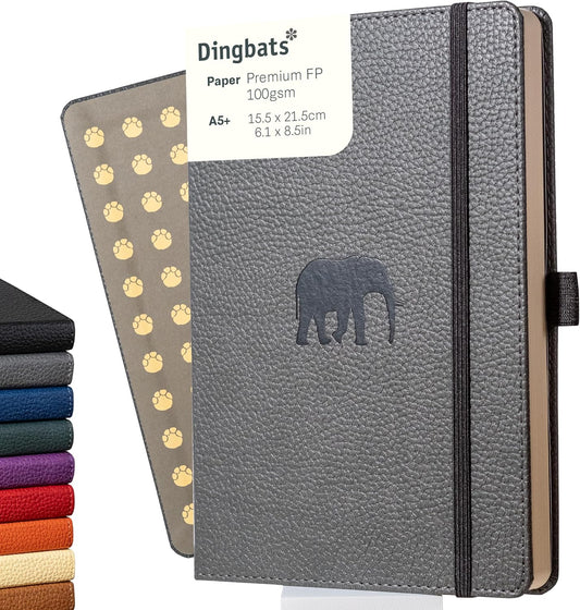 Dingbats* Wildlife Lined Writing Journal Notebook A5 - Vegan Leather Hardcover - Ideal for Work, Travel - Pocket, Elastic Closure, & Bookmark