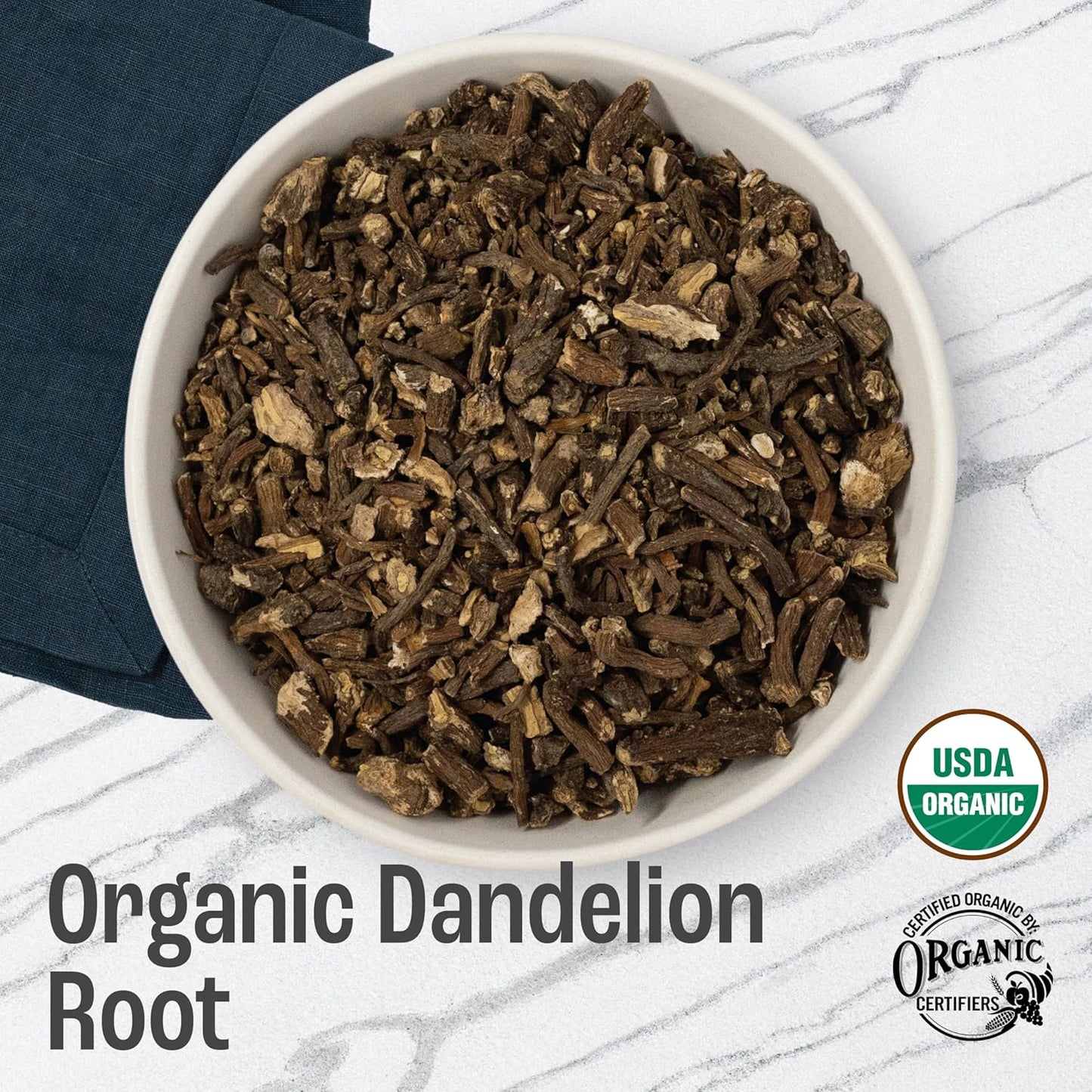 J Mac Botanicals Organic Dandelion Root (16 oz) unroasted, herb for tea and other infusions, Packaged in the USA, Certified USDA Organic