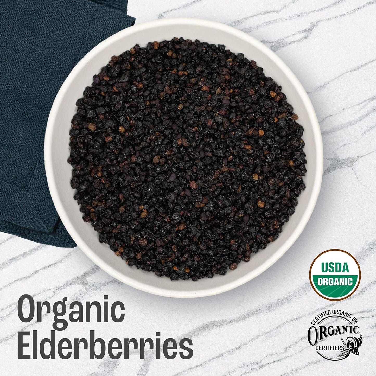 J MAC BOTANICALS Certified USDA - 100% Organic Dried Elderberries - 2lb Bulk - Non-Irradiated, Non-GMO, Whole Black Elderberry Immune Support - Raw Vegan Sambucus 2 Pack