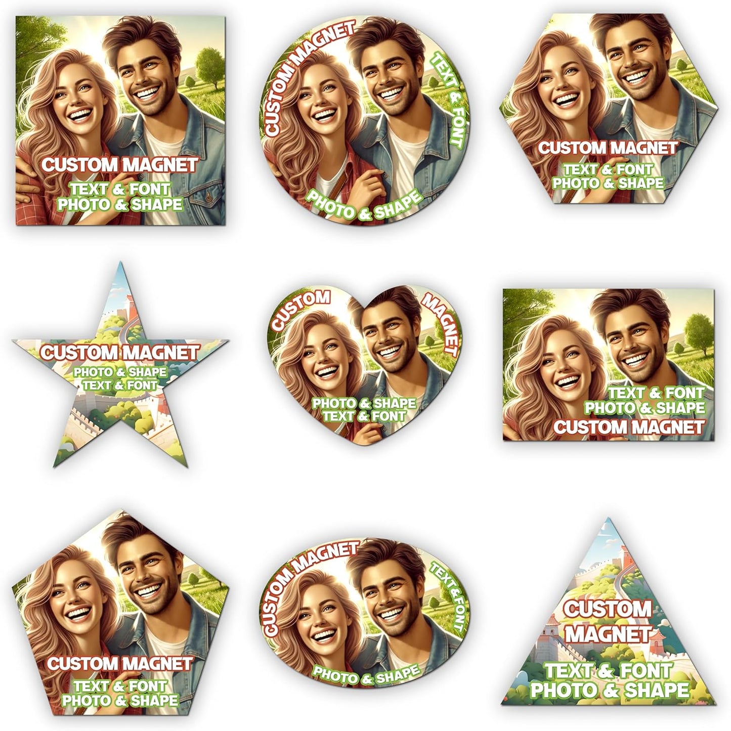 KETABAO – 11" Customized Hexagon Photo Magnets for Refrigerators and Cars – Personalized Magnetic Decoration for Homes and Storage Cabinets