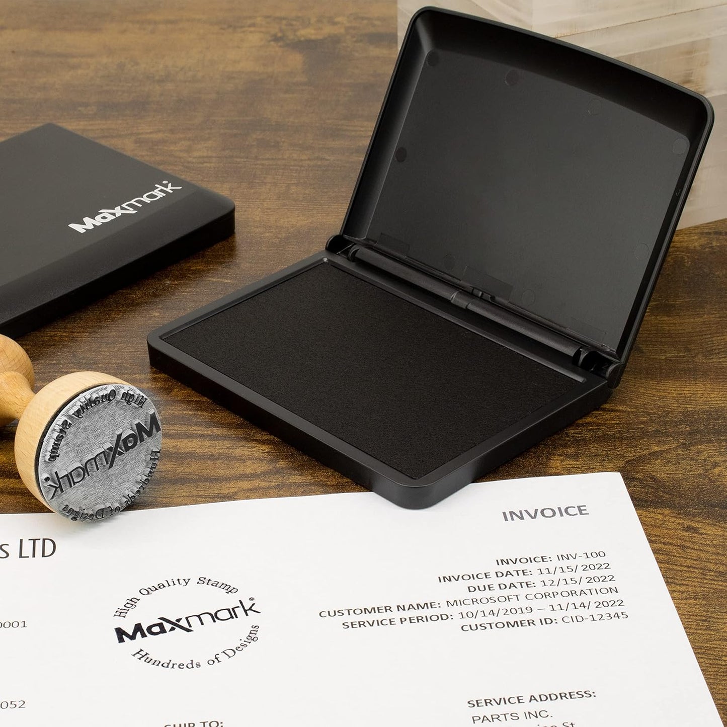 MaxMark Large Blue Stamp Pad - 2-3/4" by 4-1/4" - Premium Quality Felt Pad